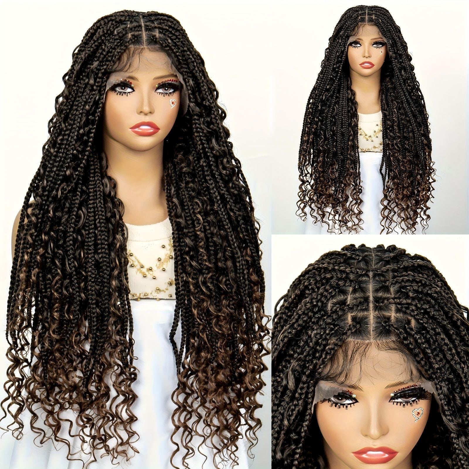 Cross-Border Hot-Selling Wig European and American Style Braided Full Lace Synthetic Crochet Wig Box Braids Wig - 图片 18