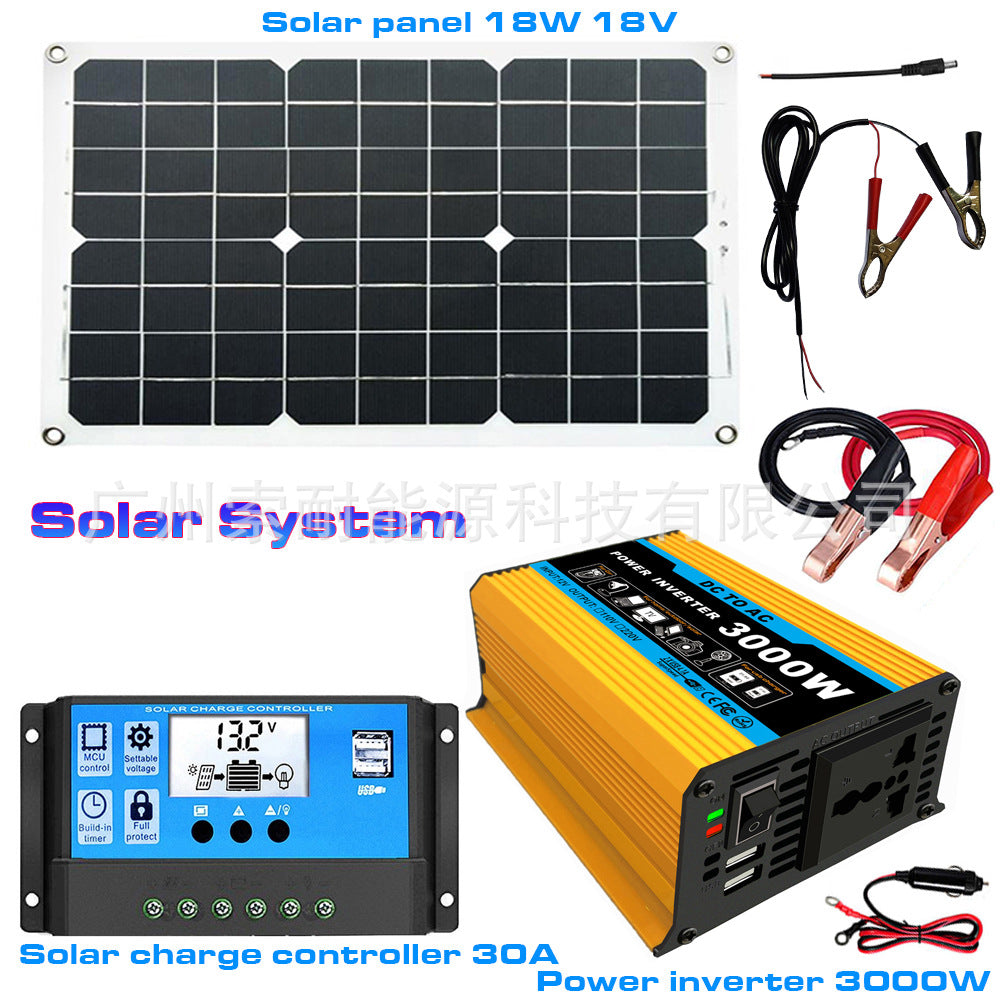 Tang Dynasty Solar Energy Kit System:DC12V 300W Inverter+30A Controller+18W Solar Panel - 图片 26