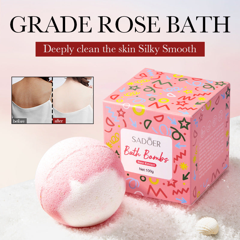 Rose Bath Salt Balls SADOER Deep Cleansing Body Universal Bath Ball Cross-Border Foreign Trade Wholesale