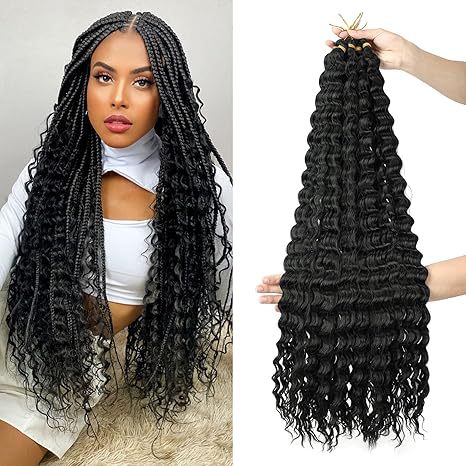 European and American Style Synthetic Hair Domestic Wig Crochet Hair Extensions Curly Hair Piece Deep Wave Bulk hair 30in120g - 图片 28