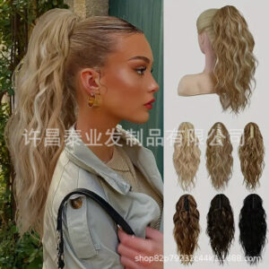 Cross-border Claw Clip Water Ripple Ponytail45cm120g European and American Women's Curly Hair Synthetic Wig Ponytail