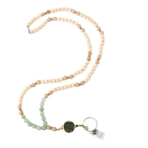 Indian Agate Wooden Bead Necklace Keychain Sweater Chain Myanmar Jade Beaded Easy Pull Buckle Work ID Lanyard Necklace