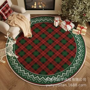 American Christmas Decoration Round Floor Mat Bedroom Living Room Non-Slip Foot Mat Carpet Manufacturer Can Label and Ship on Behalf