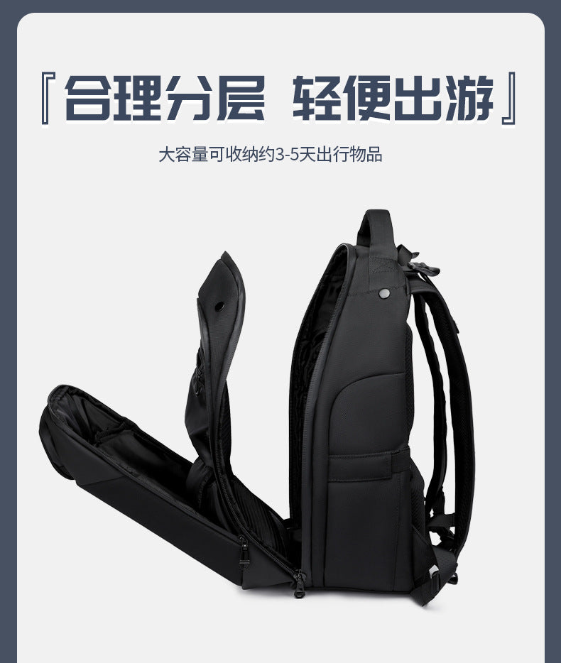 OZUKO Business Backpack for Men, Double Shoulder Laptop Bag, Waterproof, Large Capacity, Commuter School Bag, College Student Trendy Brand, High-End Feel - 图片 16