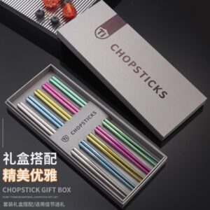 Pure Titanium Crystal Chopsticks for Home and Outdoor Use, Light Luxury Colorful Ice Flower Chopsticks23cm Half Square Chopsticks Restaurant Antibacterial Titanium Chopsticks