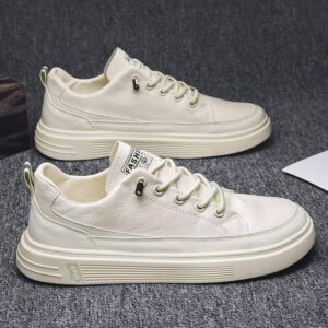 Summer Men's Shoes Spring and Autumn2025New Year's Casual Sports White Sneakers Men's Slip-On Leather Shoes Versatile Trendy Shoes