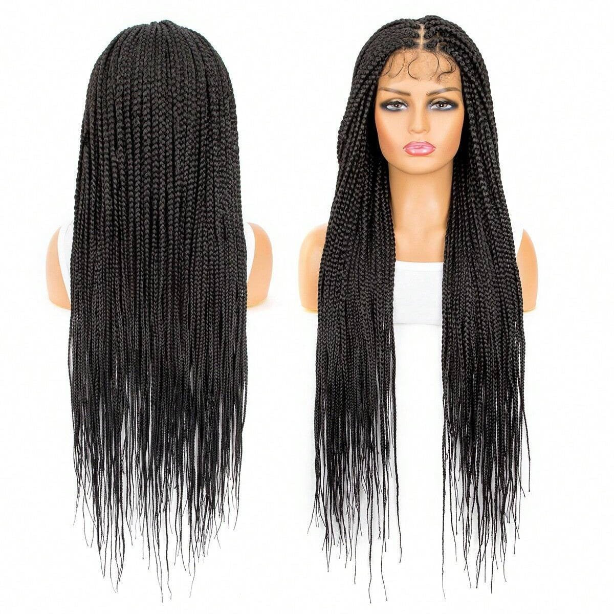 Foreign Trade Cross-Border European American African Wig for Women Full Hand-Woven Lace Three-Strand Braid Long Straight Hair Wig briad wig