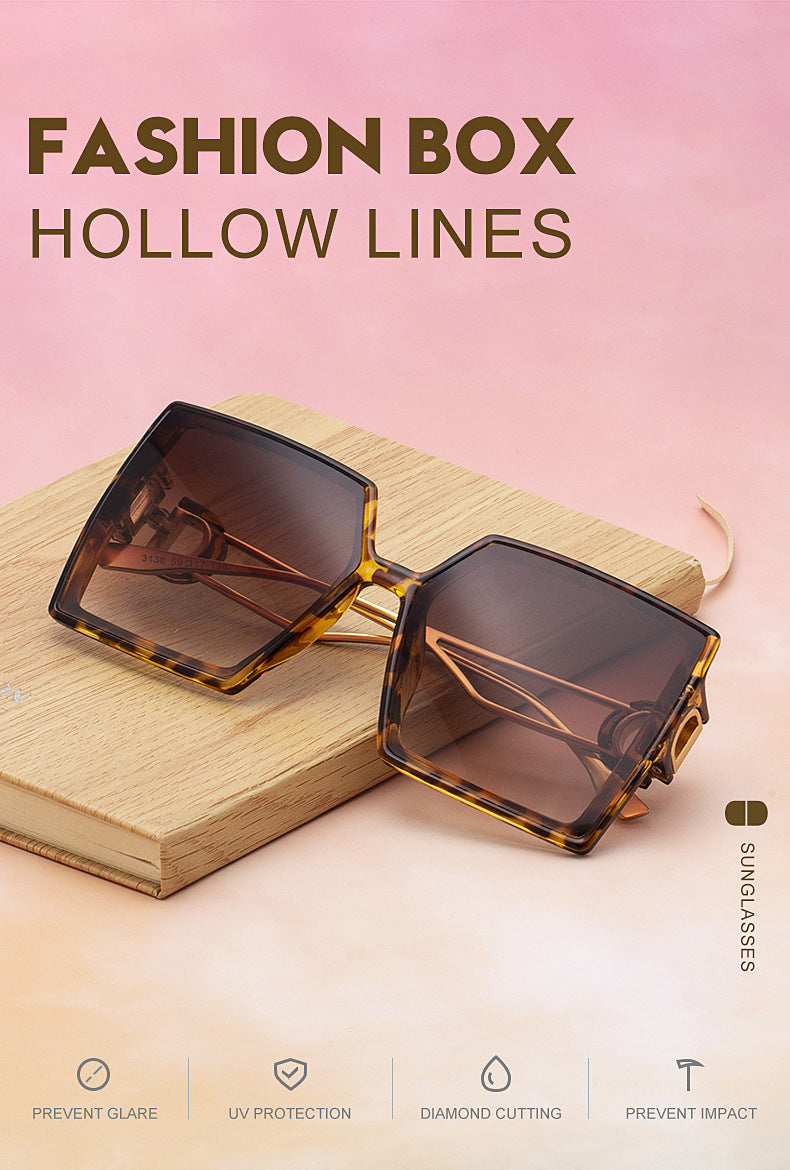 Fashion Large Frame Sunglasses for Women ins Internet Celebrity Style Square Frame Sunglasses for Women Trendy Street Photography Glasses sunglasses - 图片 14