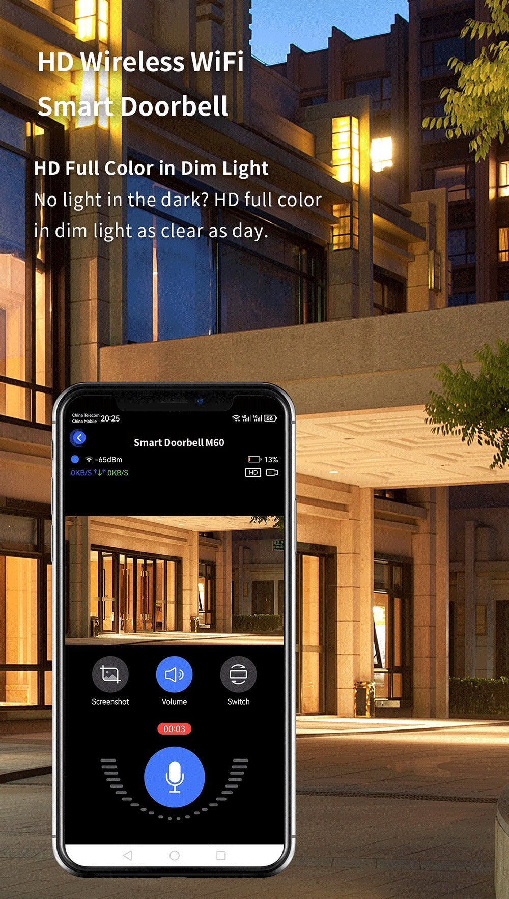 Intelligence Z80Doorbell for Home Use Low Power Consumption Wireless wifi Video Doorbell HD Night Vision Surveillance Doorbell with Ding Dong - 图片 10