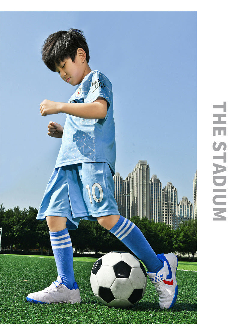 New football shoes for men and women with Velcro for children TF Broken Nail Style Youth Student Grassland Flat Training Shoes - 图片 19