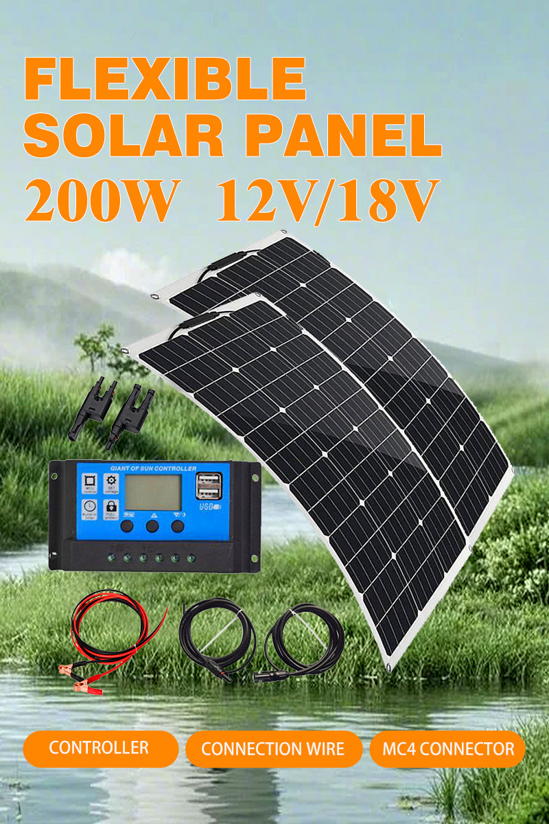 Factory Direct Solar Panel 200W 18V Flexible Emergency Charging Home/Camping Outdoor Photovoltaic Battery Panel - 图片 12