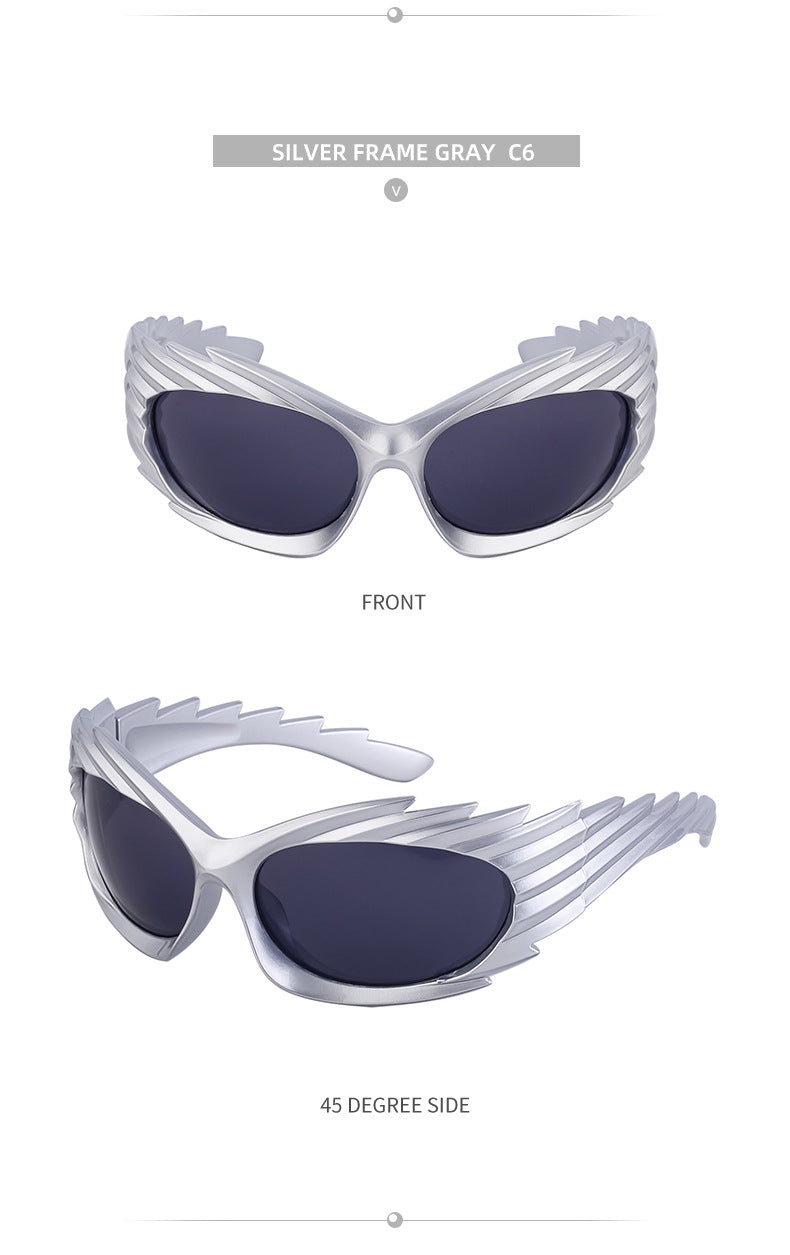 Europe and America Y2K Millennium Windproof Sunglasses for Women Trendy Personality Irregular Shape Sun Protection Sunglasses for Men Cycling Sports Glasses - 图片 31