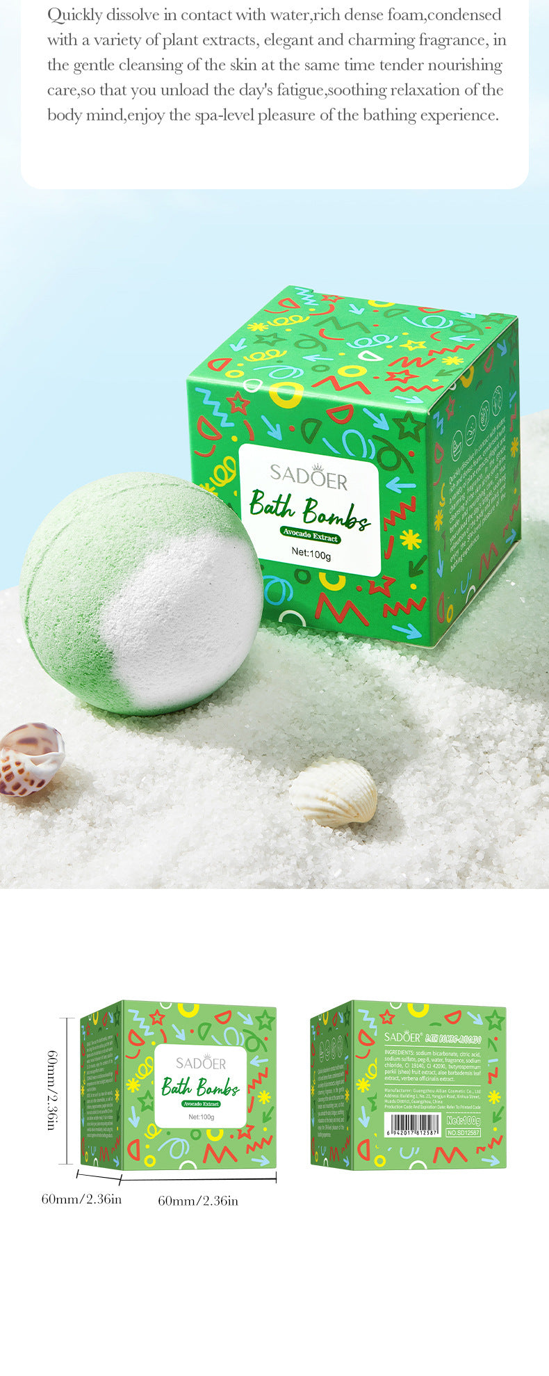 Rose Bath Salt Balls SADOER Deep Cleansing Body Universal Bath Ball Cross-Border Foreign Trade Wholesale - 图片 27