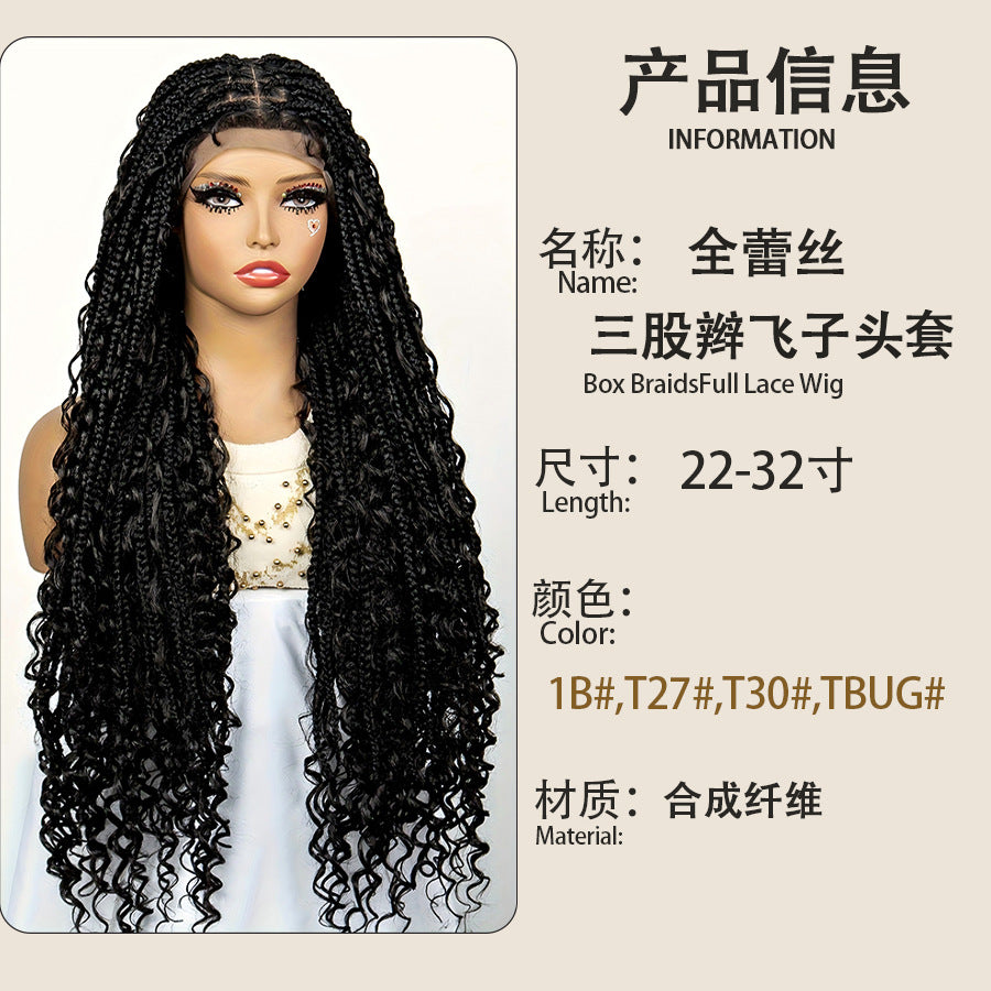 Cross-Border Hot-Selling Wig European and American Style Braided Full Lace Synthetic Crochet Wig Box Braids Wig - 图片 11