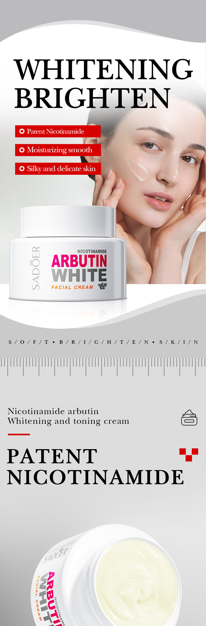 Niacinamide Arbutin Set SADOER Whitening, hydrating, and moisturizing skincare products wholesale - 图片 40