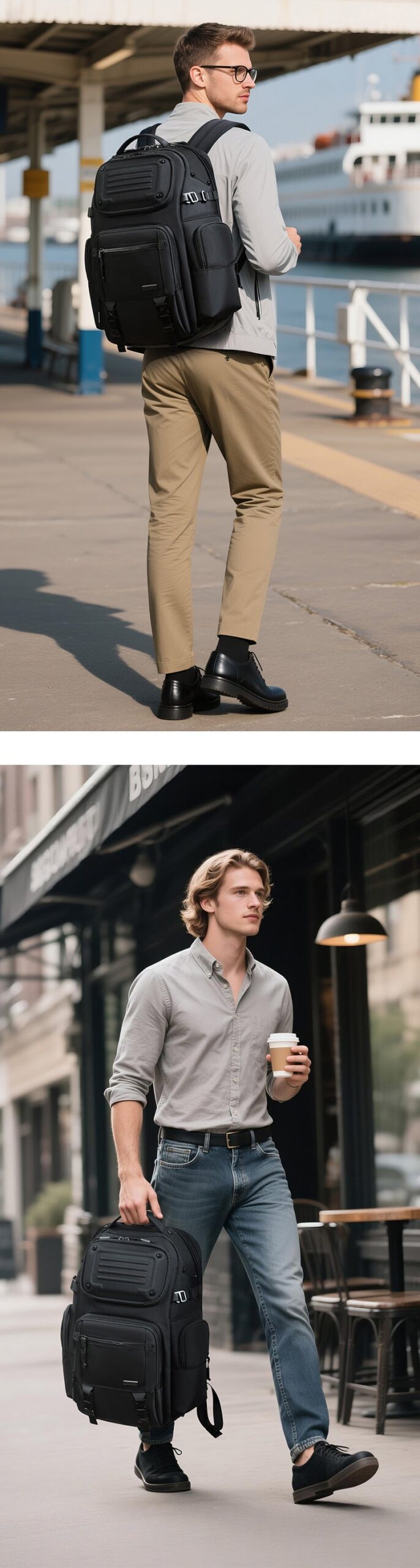 ozuko Business Backpack Men's Large Capacity Waterproof Computer Bag15.6Men's Commuter Backpack with High-End Feel - 图片 12