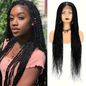 TEMU Cross-Border Foreign Trade Hot-Selling Full Lace Hand-Twisted Two-Pleat Synthetic Hairpiece lace braid wig