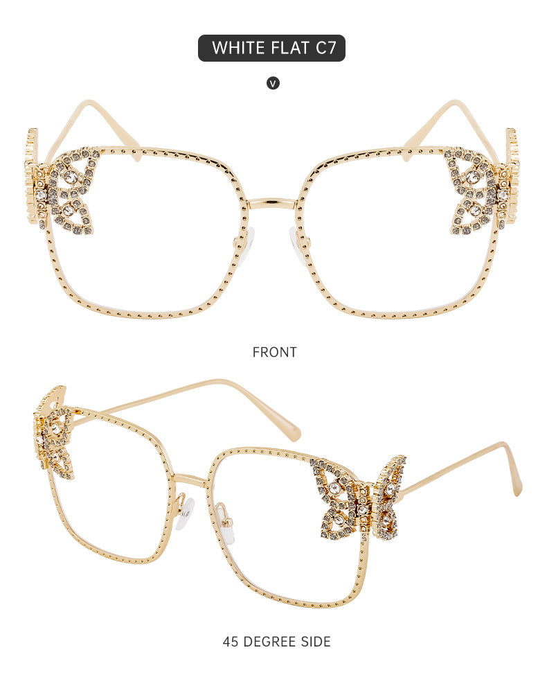 European and American Fashion Personality Butterfly Diamond Sunglasses for Women Metal Frame Sunglasses Women's Sun Protection Glasses shades - 图片 22