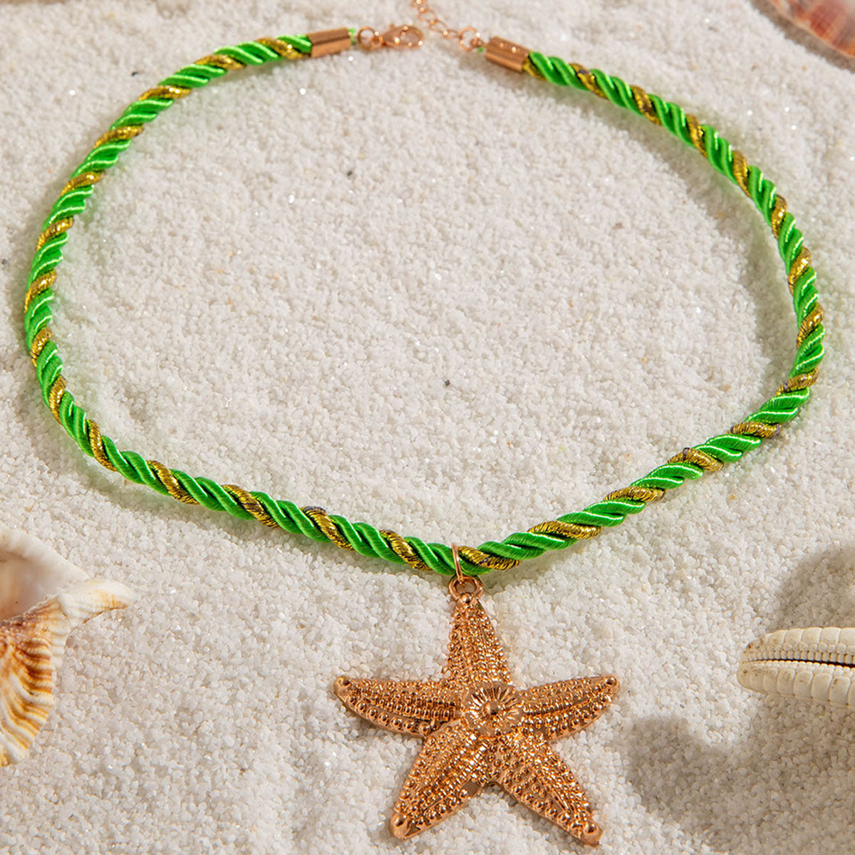 European and American Metal Ocean Style Starfish Pendant Necklace Jewelry Personality Exaggerated Star Beach Vacation Necklace for Women - 图片 5