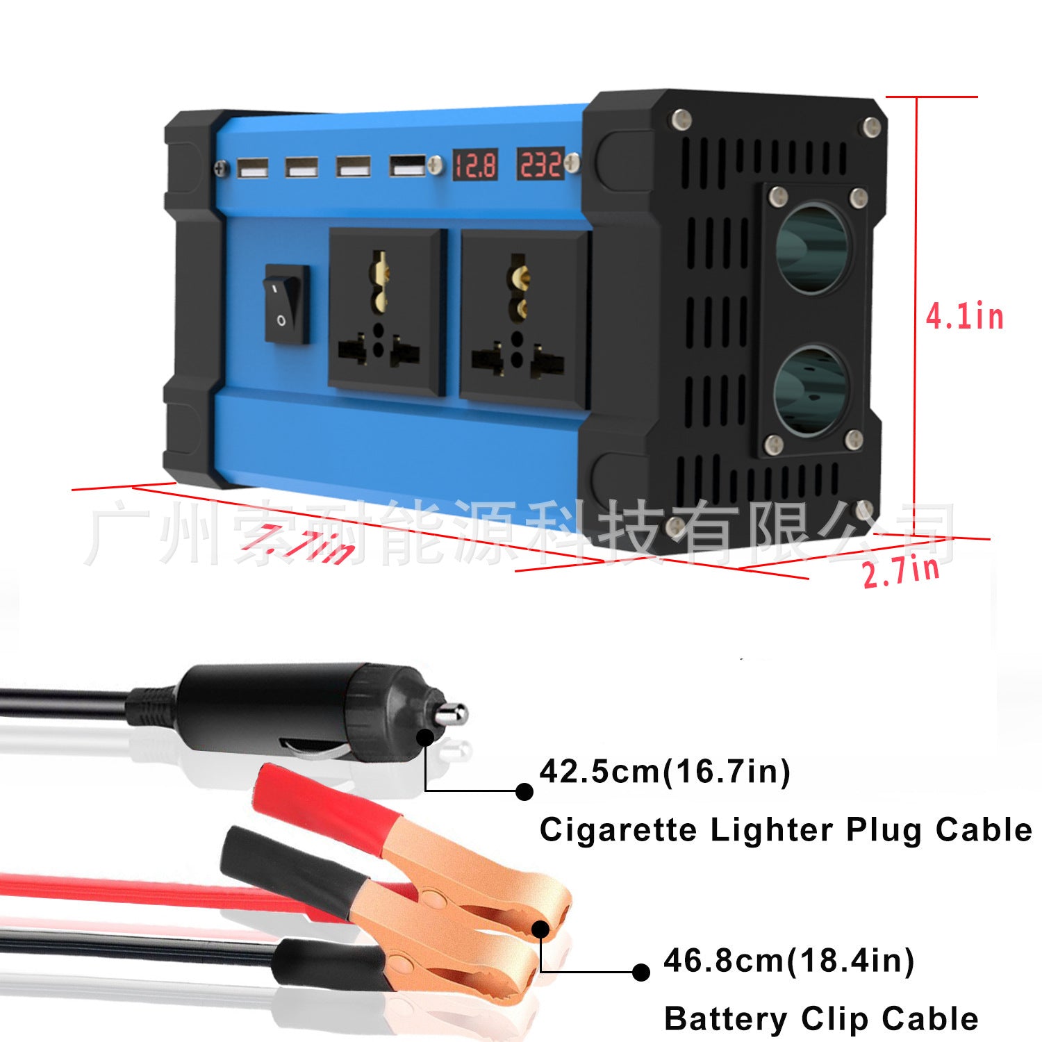 Car Adapter Small Electrical Device300W/500W Inverter12V Turn110V/220V 4个USB Mouth2Socket - 图片 8
