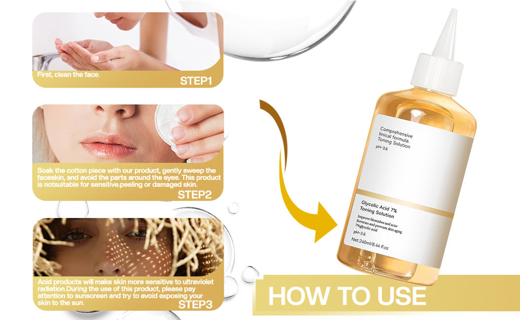 Exclusive for 7%Glycolic Acid Lotion Glycolic acid toner Fruit Acid Exfoliating Skincare - 图片 18
