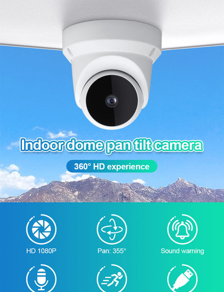360Panoramic View WiFi Dome Camera V380Conch Wireless Camera Monitor HD Wide Angle - 图片 5