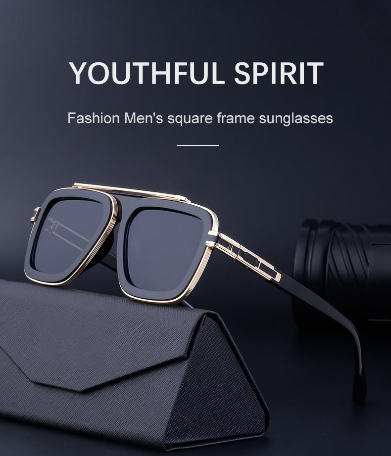 European and American Retro Square Frame Sunglasses for Men, Trendy European and American Punk Style, Internet Celebrity Same Style Sunglasses for Women ins Wind shades - 图片 15