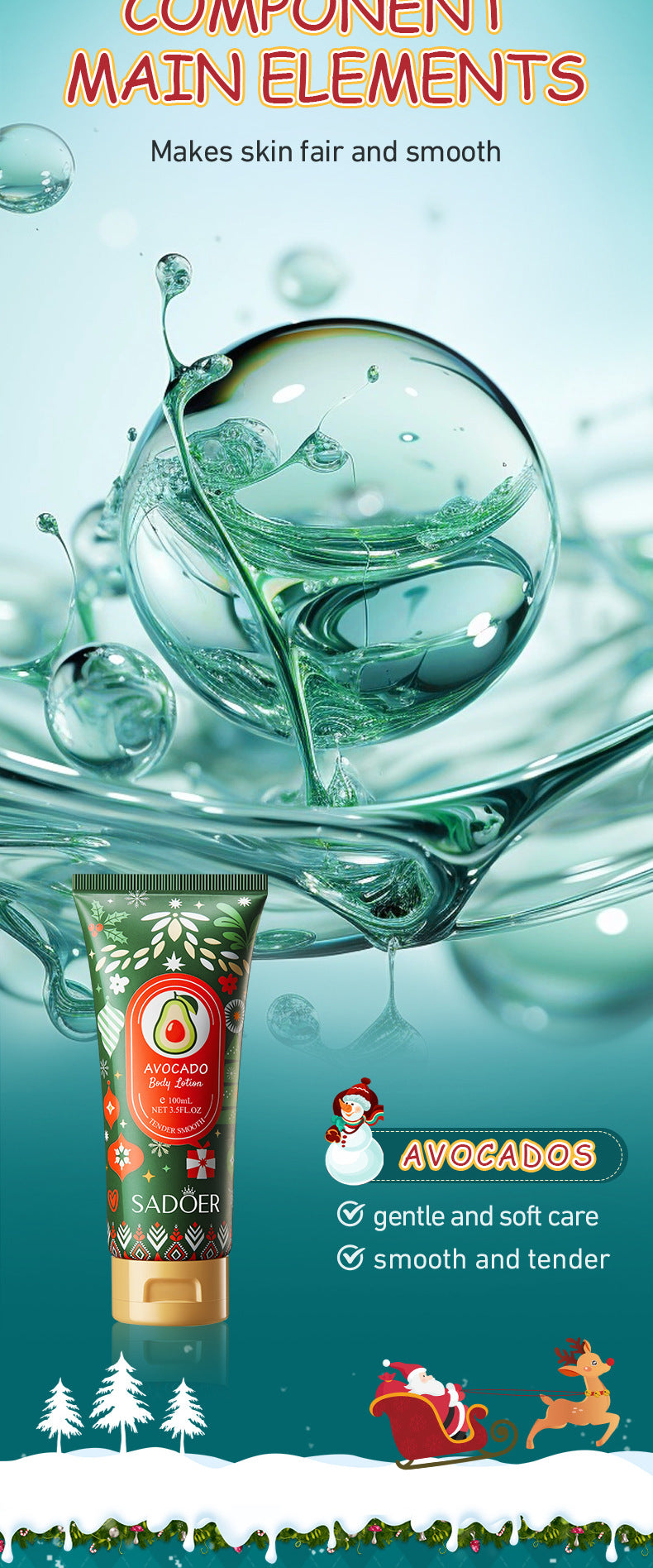 Avocado Moisturizing Body Lotion SADOER Autumn and winter moisturizing body cream cross-border foreign trade wholesale - 图片 11