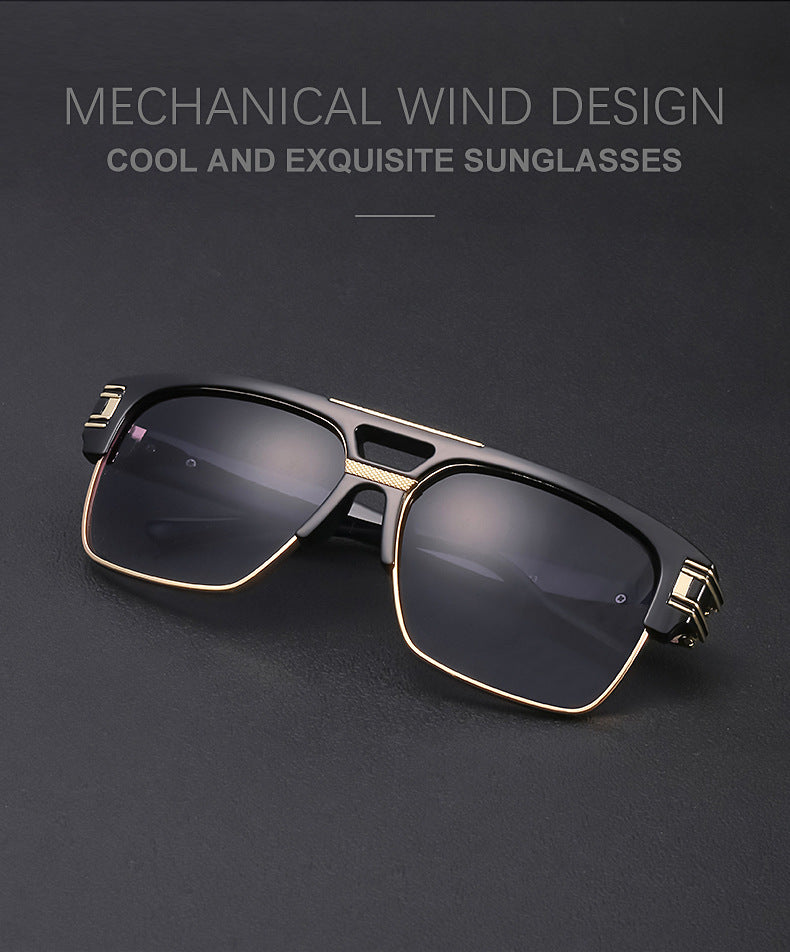 Glasses for Men Driving Special European and American Large Frame Sunglasses Men's High-end Sense Retro Trend Sunscreen Sunshade Full Frame Sunglasses - 图片 18
