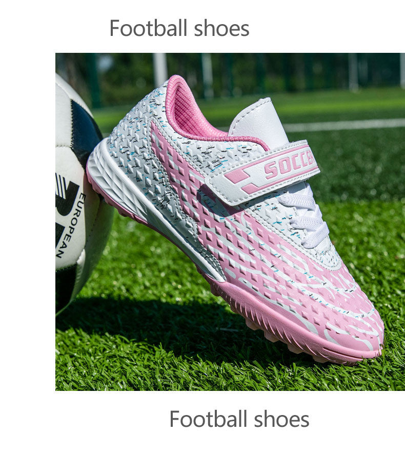 New football shoes for men and women with Velcro for children TF Broken Nail Style Youth Student Grassland Flat Training Shoes - 图片 36