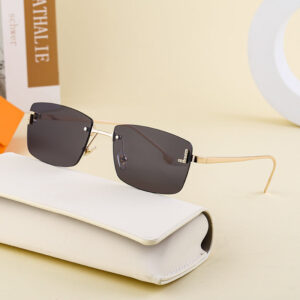 【Customization】European and American Frameless Cut Edge Sunglasses with Rhinestones Square Frame Sunglasses for Women sunglasses