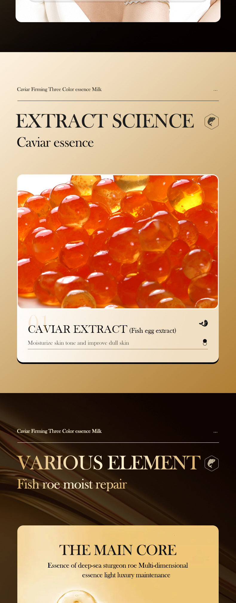 Caviar Essence Milk30mlSADOER Moisturizing and hydrating three-color lotion cross-border foreign trade wholesale - 图片 9