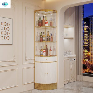 Corner Cabinet Light Luxury Glass Wine Cabinet Triangle Cabinet Living Room Corner Cabinet Fan-shaped Wall Corner Cabinet Wall-mounted Corner Wine Cabinet