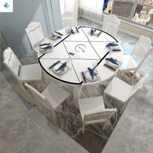 Small Household Solid Wood Dining Table Foldable Dining Table Household Chair High-end Folding Extendable Square and Round Dual-use Round Table