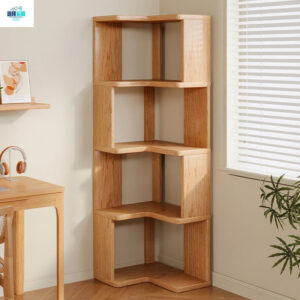 Trendy Solid Wood Corner Shelf Floor-standing Home Wall Corner Bookshelf Living Room Multi-layer Corner Storage Simple Bookshelf
