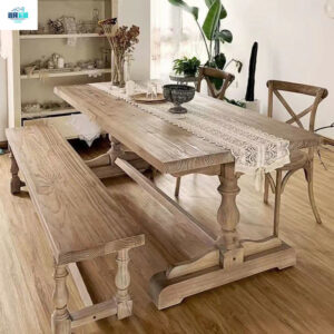 Solid Wood Vintage French Country Dining Table Home Dining Table American Restaurant Table Roman Column Rectangular Long Table