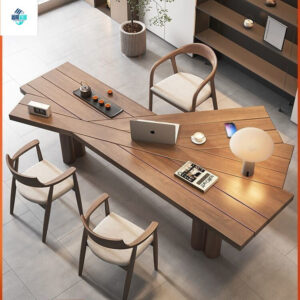 Modern Minimalist Solid Wood Large Desk Living Room Computer Desk Study Office Desk Home Student Reading Irregular Desk