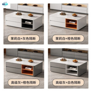 Solid Wood Rock Slab TV Cabinet Living Room Home Modern Simple High Cabinet Small Apartment Floor-standing TV Cabinet Coffee Table Set