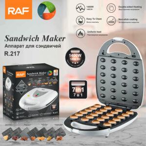 RAF European Standard Sandwich Maker Household Multi-Functional 7-in-1 Waffle Maker Breakfast Machine Portable Baking