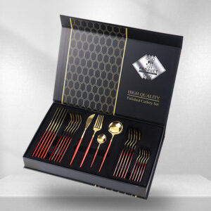 Hot-selling Portuguese Stainless Steel Tableware24Set of Western Dining gold Steak Knife Fork Spoon Gift Box Set