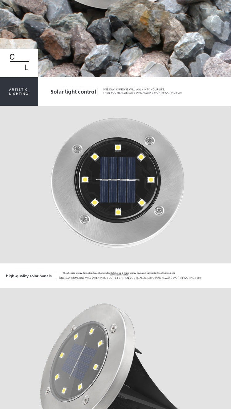 Outdoor Waterproof Solar8LED Underground Light Stainless Steel Lawn Light Garden Light Garden Villa Landscape Light - 图片 11