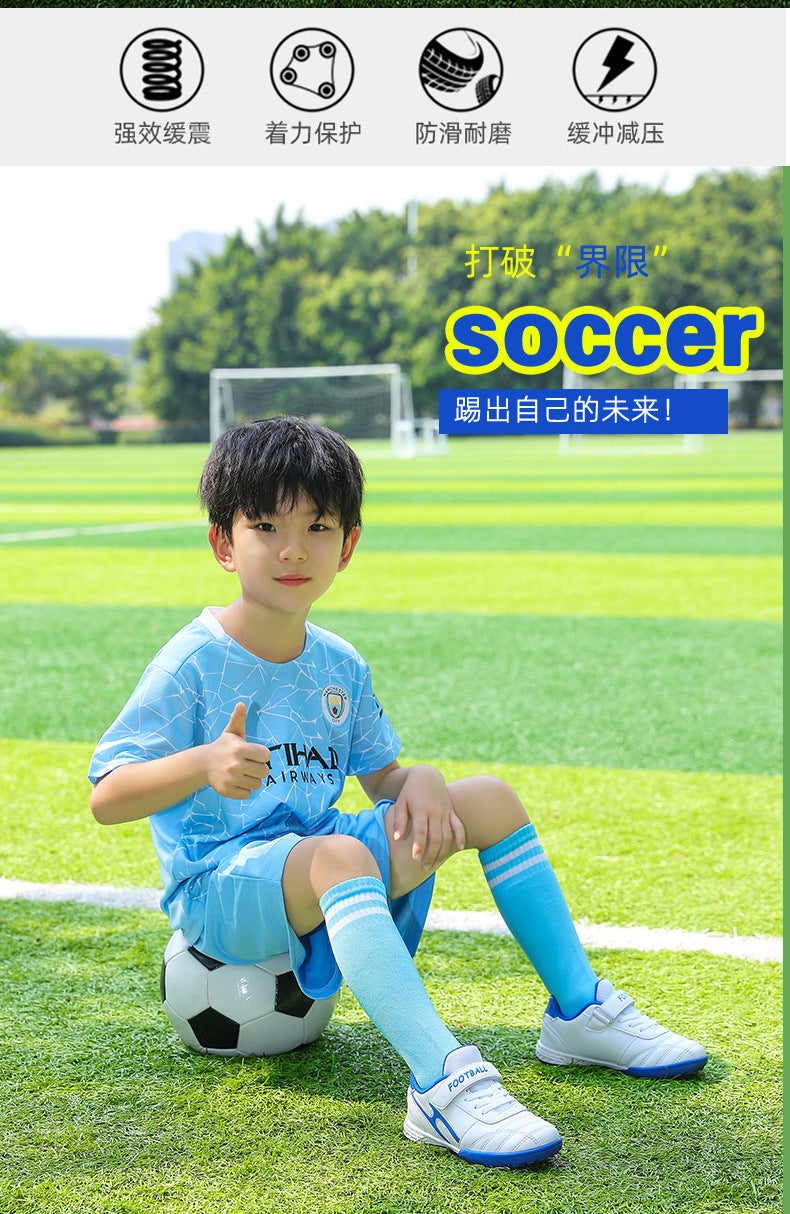 New football shoes for men and women with Velcro for children TF Broken Nail Style Youth Student Grassland Flat Training Shoes - 图片 10