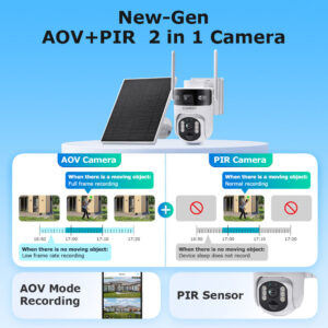 Private Model AOV Solar-powered Binocular Camera4G Outdoor Solar Camera6MP High Definition Wireless Surveillance