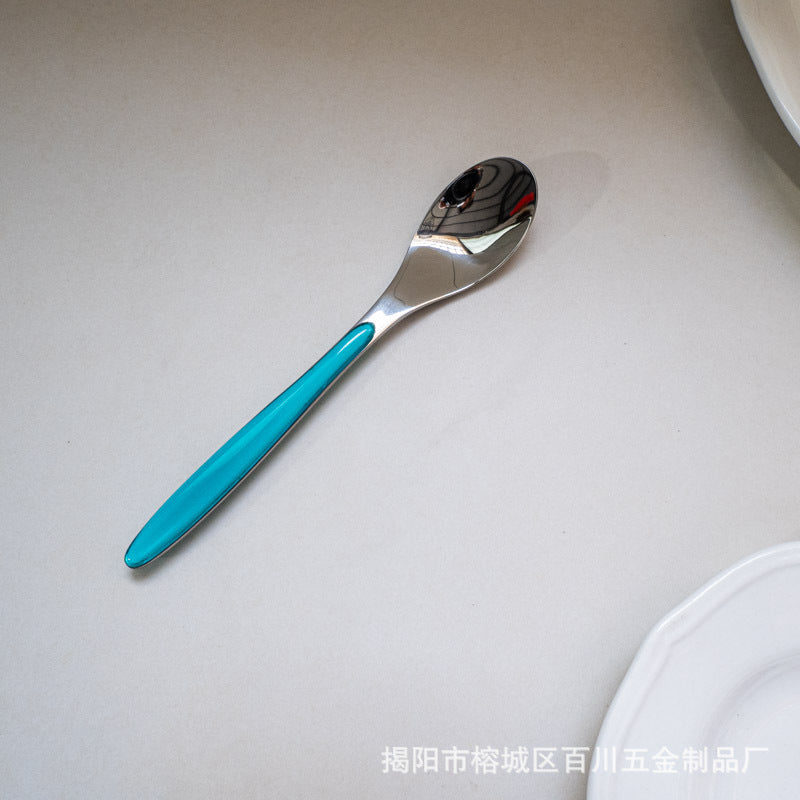 304Stainless Steel Spoon Colorful Western Food Spoon Baby Feeding Spoon Thickened Adult Table Spoon Restaurant Hotel Dessert Spoon - 图片 9