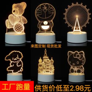 3D Night Light Acrylic Colorful Touch Remote Control Atmosphere Light Wholesale Dropshipping Creative Small Gift Factory