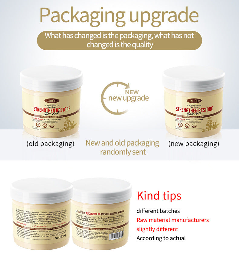 Black Castor Oil Hair Mask500gSADOER Nourishing, Smooth and Fluffy Conditioner Cross-Border Wholesale - 图片 6