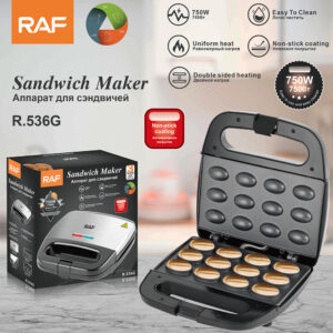 RAF European Standard Light Meal Sandwich Breakfast Maker Household Waffle Maker Toast Oven Small Muffin Maker R.536G