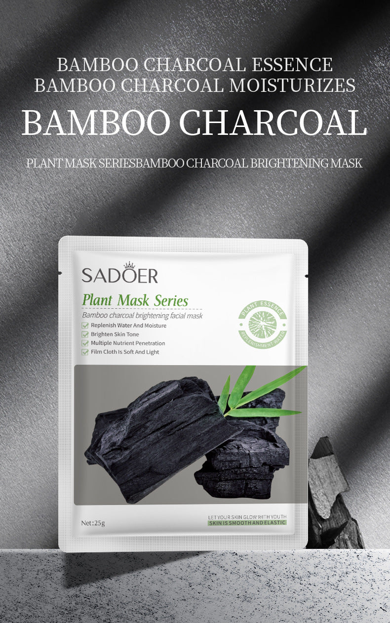 Bamboo Charcoal Face Mask Sheet Pack25g SADOER Skin rejuvenation moisturizing hydrating face mask cross-border wholesale - 图片 7