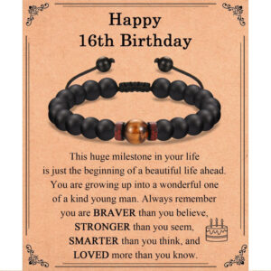 Tiger Eye Stone Spacer Braided Bracelet8mm Black Matte Beaded Stretch Bracelet Birthday Gift Woven Bracelet