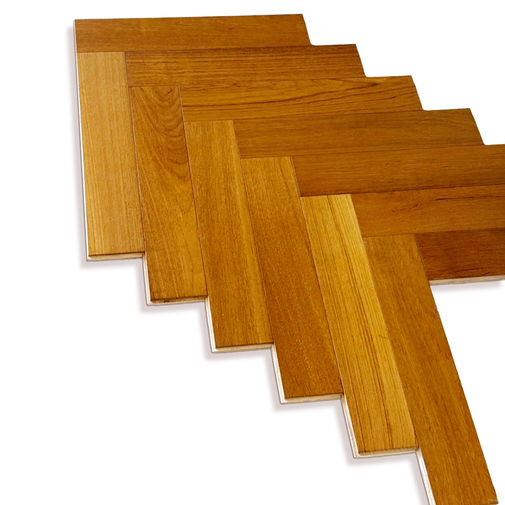 15mm Solid Wood Multilayer Teak Chevron Parquet Flooring | Smooth UV Finish | Customizable Pattern Colors | Park Outdoor Use - 图片 3